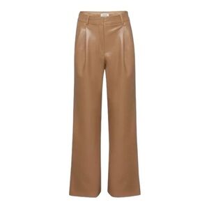 Babaton Faux Leather Pleated Pant — constant camel